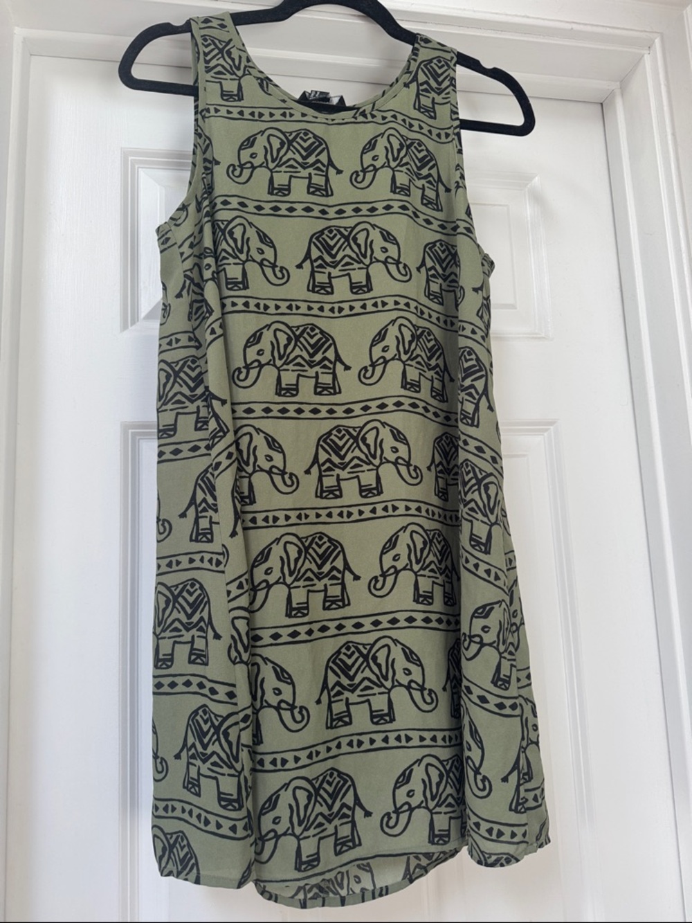 Forever 21 Olive Green Elephant Print Tank Dress